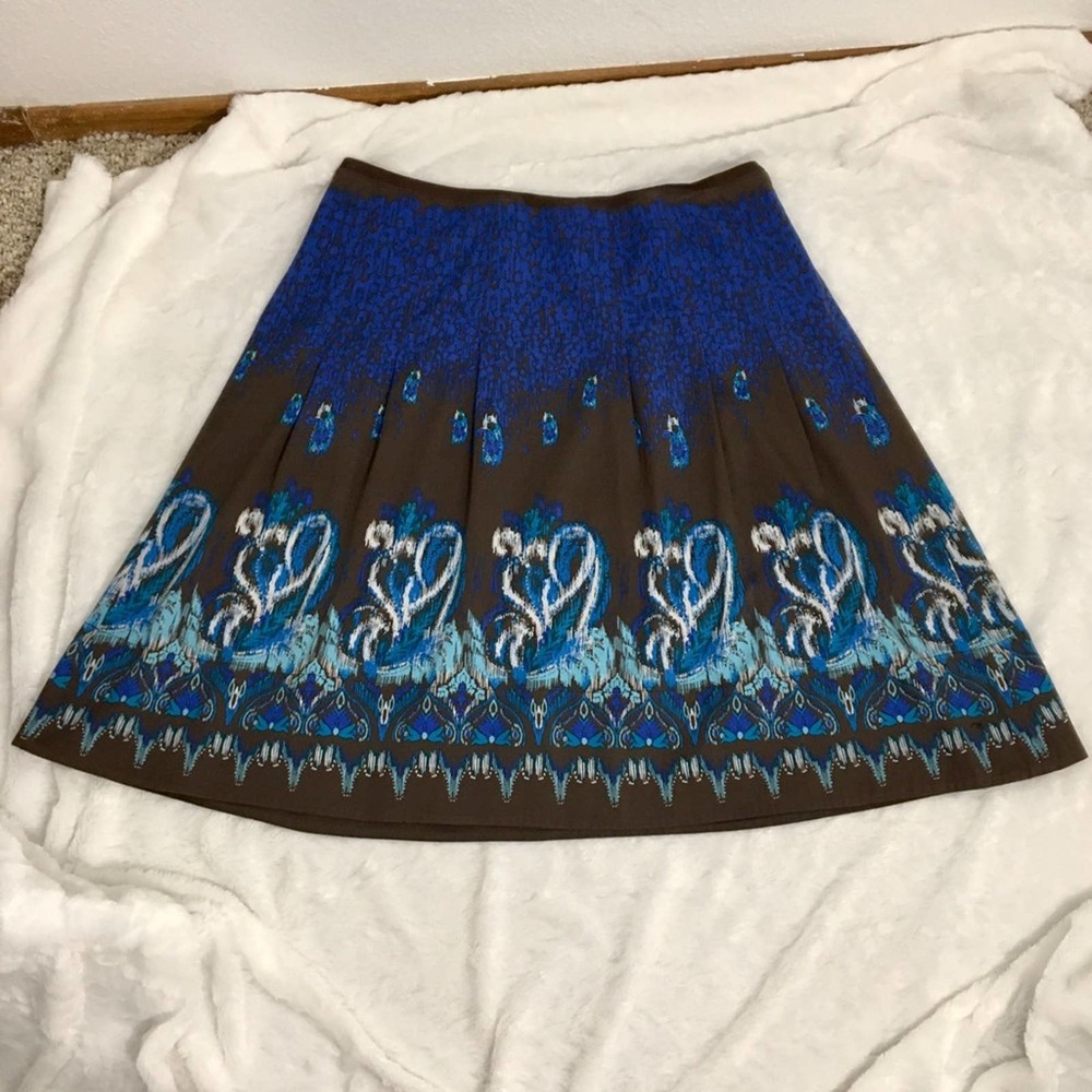 Lane Bryant Pleated A-Line Skirt w/ Colorful Print